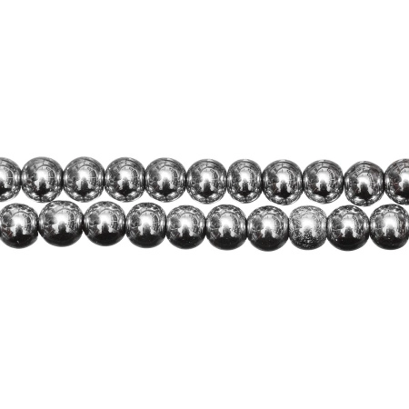 <p>Низка бусин из окрашенного (металлизированного) гематита, цвет темное серебро. Гематит создан искусственно, по составу аналогичен натуральному. Бусины могут немного отличаться по форме и размеру. Оттенок может отличаться от фотографии и в разных поставках. Длина низки примерно 37 см, в низке около 50 бусин. Низки формируются без проверки каждой бусины на дефекты. Цена за низку.</p><p>ВНИМАНИЕ: на покрытии возможны небольшие царапинки, потертости, вмятинки.</p>