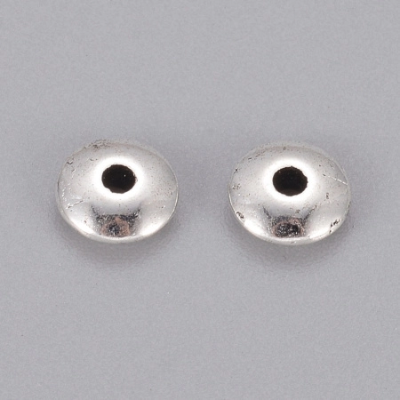 Бусина металлическая, 6х2мм, диск гладкий, базовый материал - цинковый сплав, стиль тибетское серебро, 10 грамм