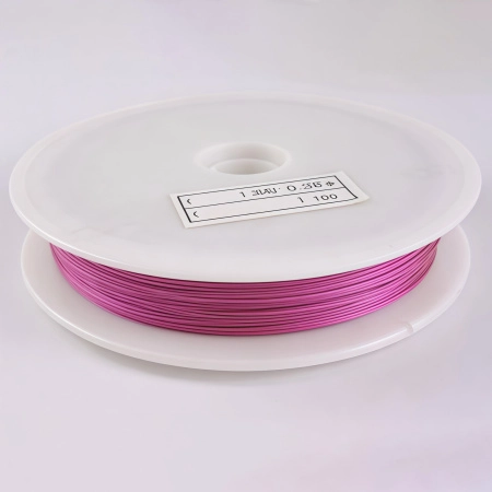 Тросик ювелирный, 0.38мм, цвет фуксия, катушка, 50 метров