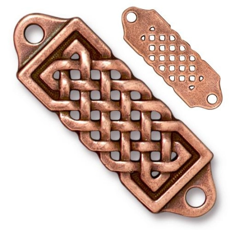 Коннектор, 36.5х12мм, TierraCast, Кельтский, базовый материал - оловянный сплав, медный с чернением, 1 шт.