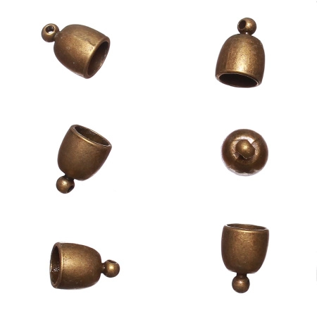 Концевики, 15х10мм (внутренний размер 8мм), клеевые, гладкие, для шнура, базовый материал - цинковый сплав, бронзовые, пара Концевики, 15х10мм (внутренний размер 8мм), клеевые, гладкие, для шнура, базовый материал - цинковый сплав, бронзовые, пара