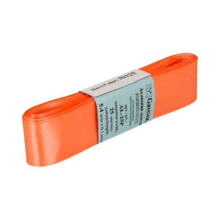 Лента атласная, Gaммa, 25мм, красно-оранжевая №125, моток, 5 метров