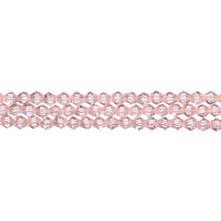 Бусины стеклянные, 4-5мм, граненые, биконусы, персиковые с радужным или перламутровым покрытием, 90 шт., низка Бусины стеклянные, 4-5мм, граненые, биконусы, персиковые с радужным или перламутровым покрытием, 90 шт., низка