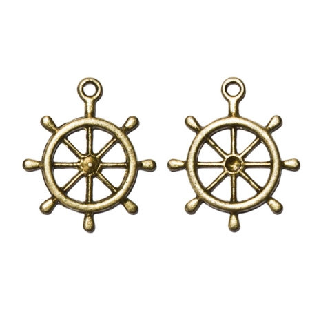 Подвеска, 29х25мм, штурвал, базовый материал - цинковый сплав, бронзовый, 1 шт.