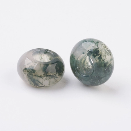 <p>Бусины - рондели с крупным отверстием (абакусы, диски) из натурального камня - индийского агата. Диаметр отверстия около 6 мм. Эти бусины отлично подходят для браслетов в стиле Пандора, а также для сборки украшений с кожаными шнурами. Бусины могут немного отличаться по форме и размеру. Оттенок может существенно отличаться от фотографии: преобладают бусины в зеленых тонах, также попадаются бусины других цветов (бордовые, сиреневые, коричневые, серые и т.д.). Цена за 1 бусину.</p>