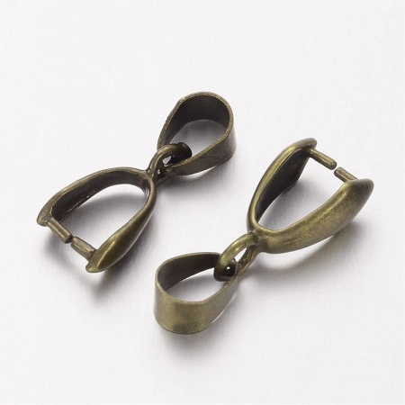 Держатель, 20х5мм, зажимной, с подвижной петелькой, базовый материал - латунь, бронзового цвета, 1 шт.