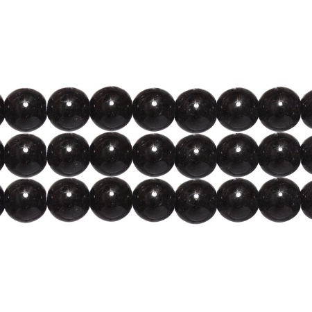 Бусины стеклянные, 10мм, черные, 30 шт., низка