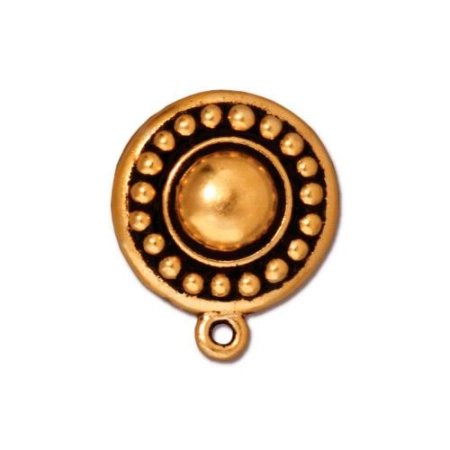 Основы под клипсы, 20х16мм, TierraCast, Узорный диск с петелькой, базовый материал - сталь, позолоченные с чернением, пара