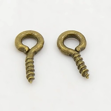 <p>Штифт вкручивающийся,покрытие бронзового цвета. Общая длина 8.5 мм, диаметр петельки 4 мм, внутренний диаметр петельки 2 мм, толщина вкручиваемой части 1 мм. Оттенок может отличаться от фотографии и в разных поставках. Цена за 5 грамм (около 65 штук, фасуются без проверки на дефекты).</p>