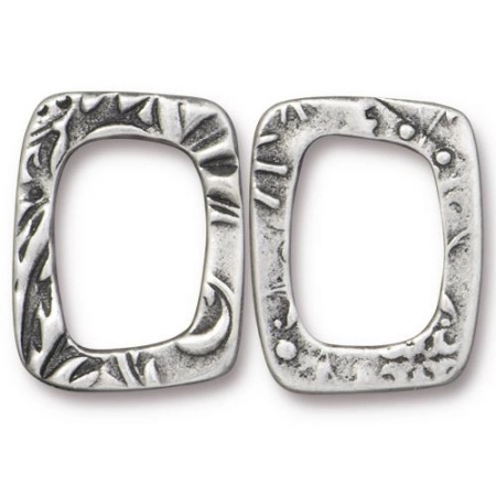 Коннектор, 19.5х15мм, TierraCast, прямоугольник, Сад, базовый материал - оловянный сплав, под античное серебро, 1 шт.