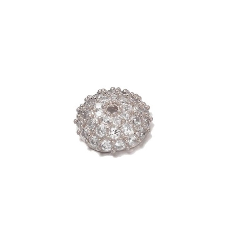 Шапочка для бусин (обниматель), 8х3мм, Milano, Круглый с фианитами, базовый материал - латунь, под родий, 1 шт. Шапочка для бусин (обниматель), 8х3мм, Milano, Круглый с фианитами, базовый материал - латунь, под родий, 1 шт.