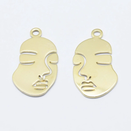 Подвеска, 34х17.5х1мм, лицо, базовый материал - латунь, позолоченное, 2 шт.