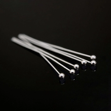 Пины с шариком, 30х0.511мм, Корея, базовый материал - латунь, под родий, 2 грамма