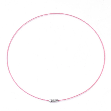 Основа для колье (чокер) с замком, 1мм, цвет розовый, 45 см, 5 шт.