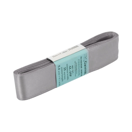 Лента атласная, Gaммa, 25мм, серая №088, моток, 5 метров