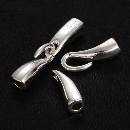 Застежка-концевик, 46х8мм (внутренний размер 4мм), крючок с ответной частью, с ящеркой, базовый материал - цинковый сплав, серебристого цвета, 2 шт.