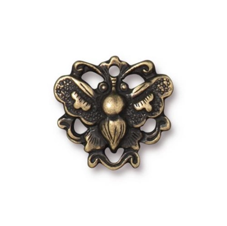 Коннектор, 17х16.5мм, TierraCast, бабочка, базовый материал - оловянный сплав, бронзовая с чернением, 1 шт.