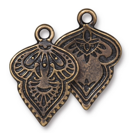 Подвеска, 24.6х17.3мм, TierraCast, Мехенди, базовый материал - оловянный сплав, бронзовая с чернением, 1 шт.