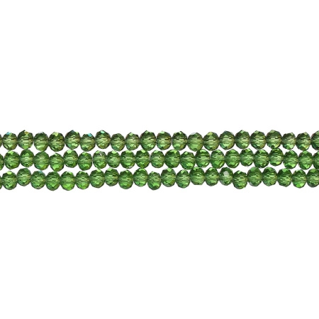 Бусины стеклянные, 4х3.5мм, граненые, рондели, зеленые, 148 шт., низка Бусины стеклянные, 4х3.5мм, граненые, рондели, зеленые, 148 шт., низка