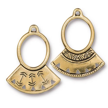 Коннектор, 29х23мм, TierraCast, на пять отверстий, этническое кольцо, базовый материал - оловянный сплав, позолоченное с чернением, 1 шт.