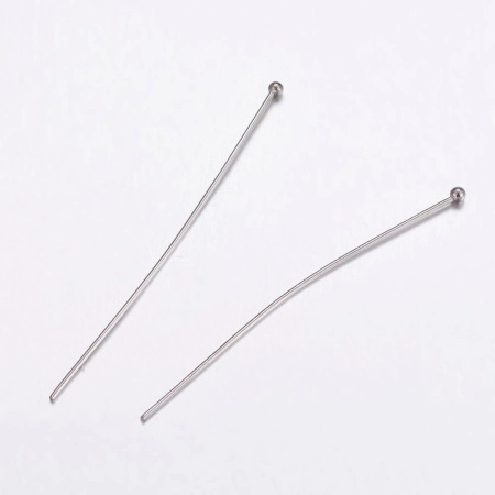 Пины с шариком, 50х0.7мм, базовый материал - нержавеющая сталь, без покрытия, 5 грамм
