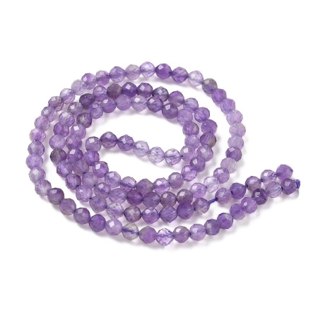 Бусины каменные, аметист, качество АА, граненый, 3мм, 130 шт., низка
