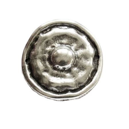 Коннектор, 33х31х3.5мм, Историческая коллекция, диск Старинный щит, базовый материал - цинковый сплав, посеребренный с чернением, 1 шт.