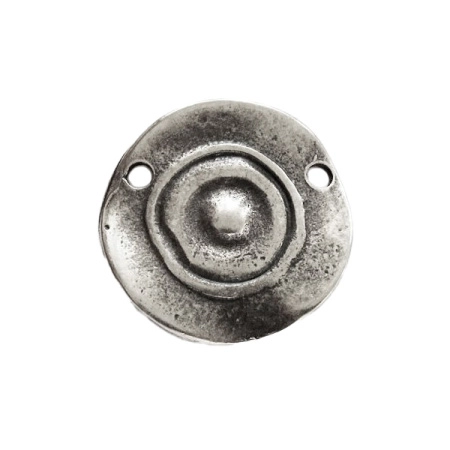 Коннектор, 27х2мм, Историческая коллекция, диск Круги на воде, базовый материал - цинковый сплав, посеребренный с чернением, 2 шт., УЦЕНКА