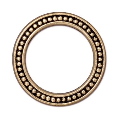 Коннектор, 26мм, TierraCast, кольцо с пупырышками, базовый материал - оловянный сплав, позолоченное с чернением, 1 шт.