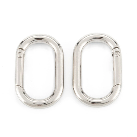 Застежка, 38х24х5, овальный карабин, базовый материал - цинковый сплав, стального цвета, 2 шт.