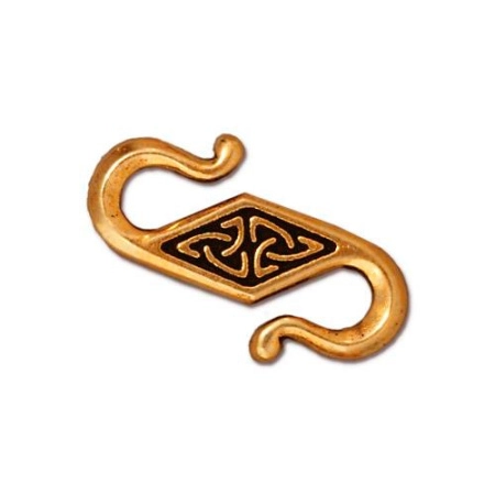 Застежка, 23х12мм, TierraCast, крючок, Кельтский узор, базовый материал - оловянный сплав, позолоченный с чернением, 1 шт.