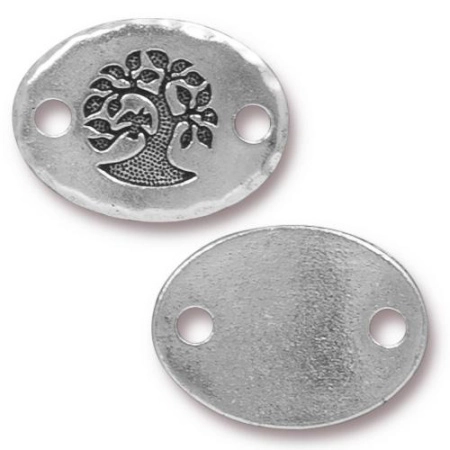 Коннектор, 20х15мм, TierraCast, Птица на дереве, базовый материал - оловянный сплав, посеребренная с чернением, 1 шт.