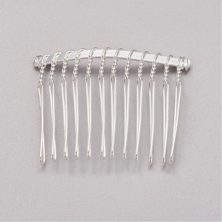 Гребень для волос, 47х37мм, металлический, базовый материал - железо, серебристого цвета, 2 шт.