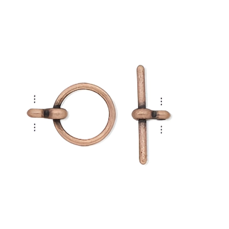 Застежка, 15.5х12мм, тогл, гладкий, базовый материал - цинковый сплав, медное покрытие, 1 шт.