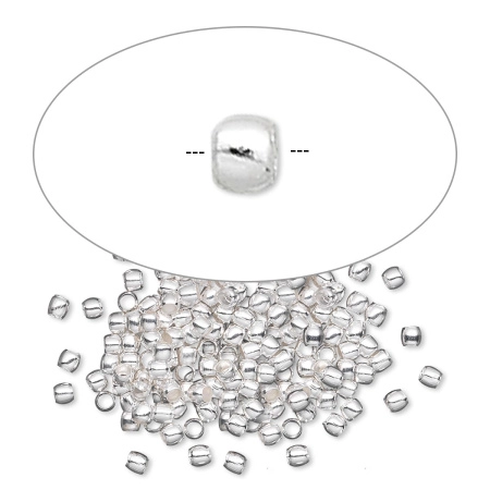 Бусина металлическая, 2мм, крупное отверстие, базовый материал - латунь, посеребренная, 50 шт.