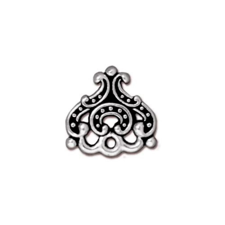 Пусеты, 13х13мм, TierraCast, Императрица с петелькой, базовый материал - титан/пьютер, посеребренные с чернением, пара