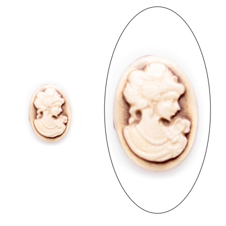 Камея акриловая, 18х13мм, девушка с розой, перламутр на коричневом, 10 шт.