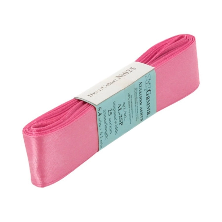 Лента атласная, Gaммa, 25мм, темно-розовая №025, моток, 5 метров