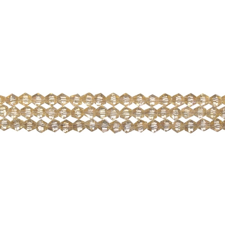 Бусины стеклянные, 4-5мм, граненые, биконусы, песочные с радужно-перламутровым покрытием, 78 шт., низка Бусины стеклянные, 4-5мм, граненые, биконусы, песочные с радужно-перламутровым покрытием, 78 шт., низка