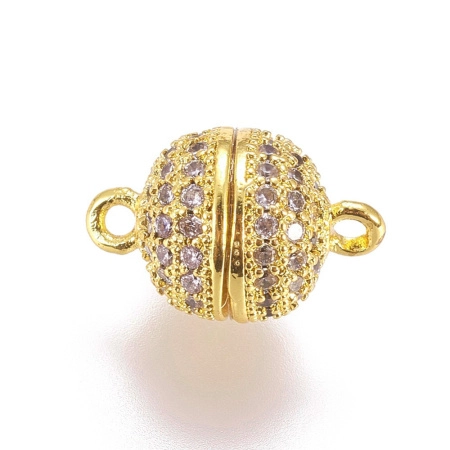 Застежка магнитная, 13х8.5мм, Milano, шарик, с фианитами, базовый материал - латунь, под золото, 1 шт.