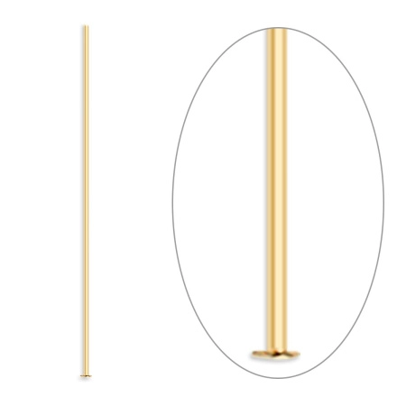 Пины со шляпкой, 50х0.511мм, базовый материал - латунь, позолоченные, 20 шт.