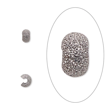 Кримпы, 4мм, покрывные, звездная пыль, базовый материал - латунь, вороненая сталь, 10 шт.