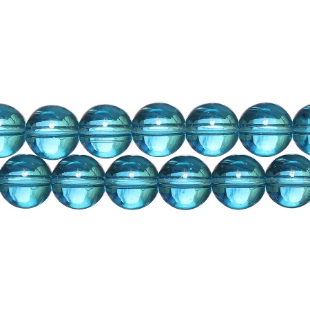 Бусины стеклянные, 12мм, бирюзово-голубые, 28 шт., низка