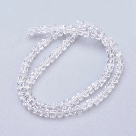 Бусины стеклянные, 4-5мм, граненые, кубики, кристально-прозрачные, 95 шт., низка