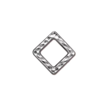 Коннектор, 9.5мм, TierraCast, узорный квадрат, базовый материал - оловянный сплав, родий, 2 шт.