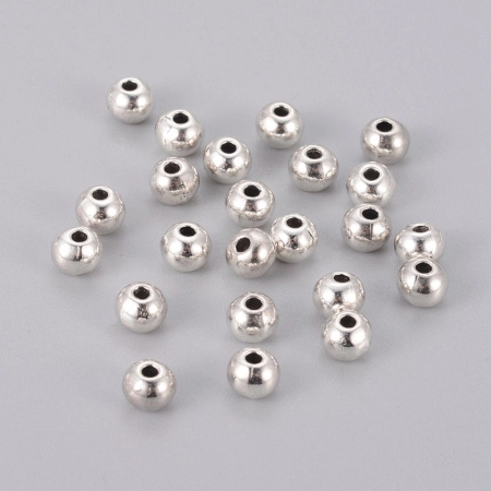 Бусина металлическая, 5х4мм, рондель гладкая, базовый материал - цинковый сплав, стиль тибетское серебро, 10 грамм