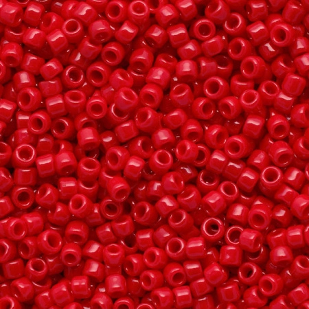 <p>Японский бисер TOHO Round (круглый Тохо), размер 15/0 (1.5 мм). Непрозрачный красный (Opaque Cherry). Цена за 10 грамм (около 2 400 бисеринок).</p>