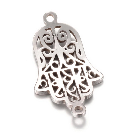 <p>Качественный соединительный элемент из нержавеющей стали (марка 201: не облезает, не темнеет). Коннектор - ладонь Хамса, слегка изогнутый. Отлично подойдет в качестве центрального элемента для браслета. Оттенок может отличаться от фотографии. Цена за 2 шт.</p>