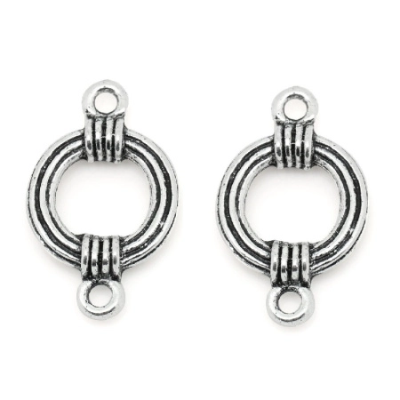 Коннектор, 27х17мм, веревочное кольцо, базовый материал - цинковый сплав, стиль тибетское серебро, 5 шт.
