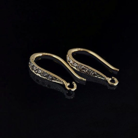 Швензы открытые, 16х2.5мм, Корея, с фианитами, базовый материал - латунь, позолоченные, пара